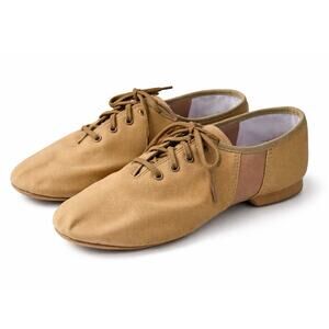 NWT Sansha Tivoli Canvas Tie Jazz Nude Canvas Leather Trim Dance Shoes 9M
